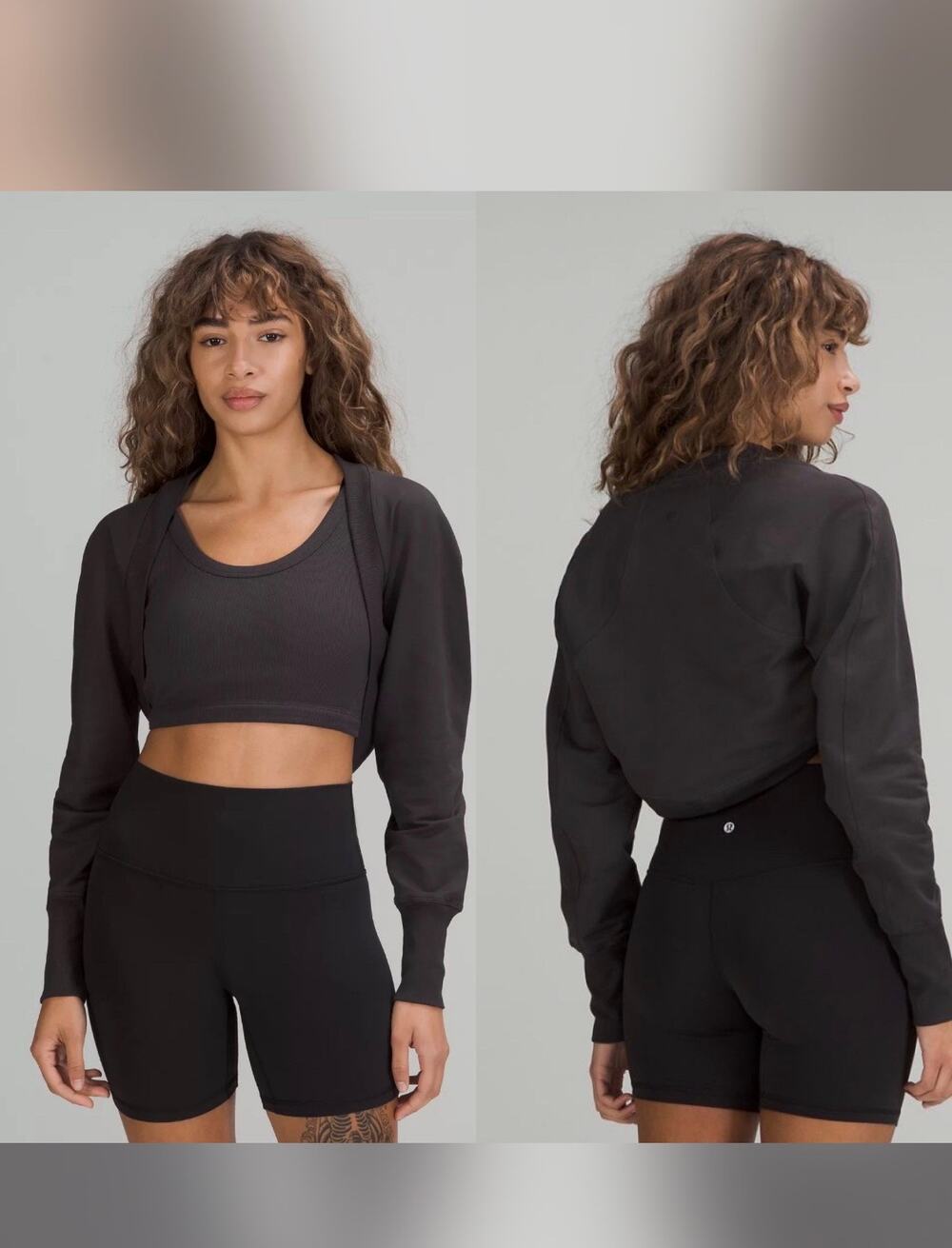 Lululemon LA Cropped Long Sleeve Shrug
Black Granite
One size best fits medium